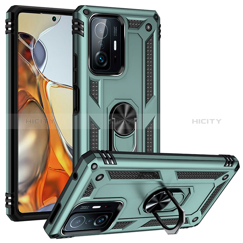 Funda Bumper Silicona y Plastico Mate Carcasa con Magnetico Anillo de dedo Soporte MQ3 para Xiaomi Mi 11T Pro 5G