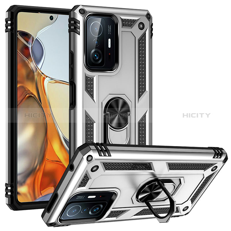 Funda Bumper Silicona y Plastico Mate Carcasa con Magnetico Anillo de dedo Soporte MQ3 para Xiaomi Mi 11T Pro 5G