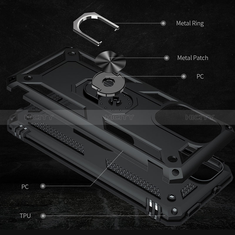 Funda Bumper Silicona y Plastico Mate Carcasa con Magnetico Anillo de dedo Soporte MQ3 para Xiaomi Mi 11X Pro 5G