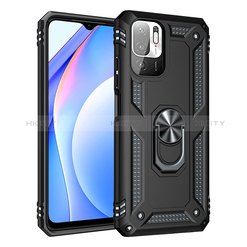 Funda Bumper Silicona y Plastico Mate Carcasa con Magnetico Anillo de dedo Soporte MQ3 para Xiaomi POCO M3 Pro 5G