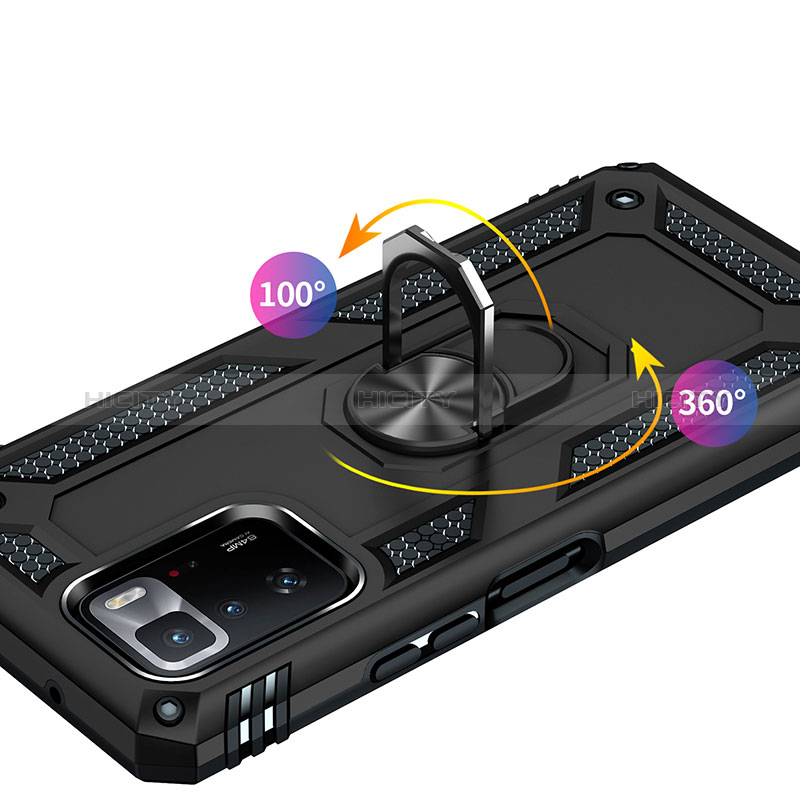 Funda Bumper Silicona y Plastico Mate Carcasa con Magnetico Anillo de dedo Soporte MQ3 para Xiaomi Poco X3 GT 5G