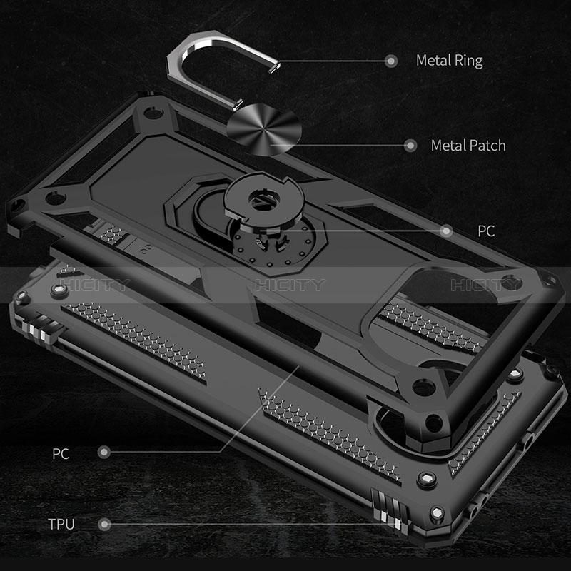 Funda Bumper Silicona y Plastico Mate Carcasa con Magnetico Anillo de dedo Soporte MQ3 para Xiaomi Poco X3 Pro