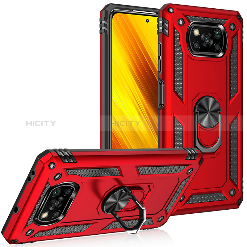 Funda Bumper Silicona y Plastico Mate Carcasa con Magnetico Anillo de dedo Soporte MQ3 para Xiaomi Poco X3 Pro