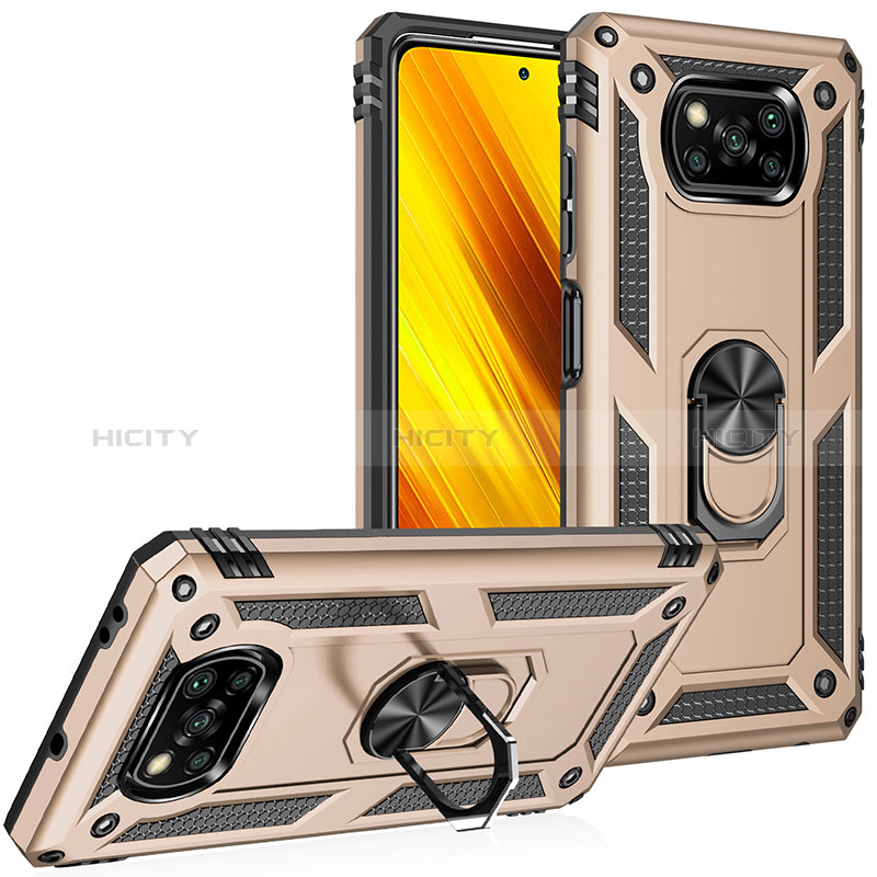 Funda Bumper Silicona y Plastico Mate Carcasa con Magnetico Anillo de dedo Soporte MQ3 para Xiaomi Poco X3 Pro