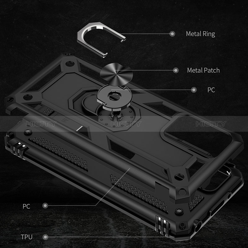 Funda Bumper Silicona y Plastico Mate Carcasa con Magnetico Anillo de dedo Soporte MQ3 para Xiaomi Redmi 10 4G