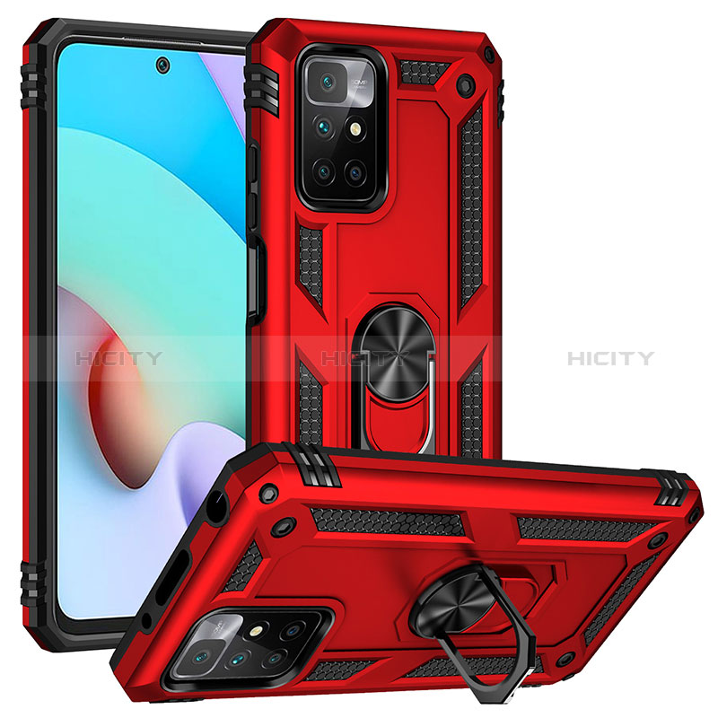 Funda Bumper Silicona y Plastico Mate Carcasa con Magnetico Anillo de dedo Soporte MQ3 para Xiaomi Redmi 10 4G