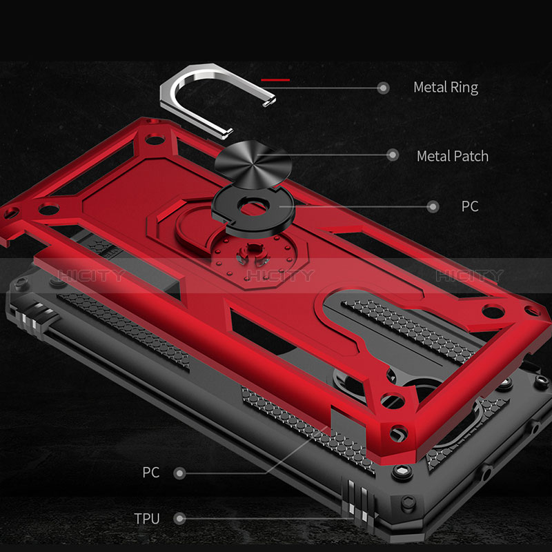 Funda Bumper Silicona y Plastico Mate Carcasa con Magnetico Anillo de dedo Soporte MQ3 para Xiaomi Redmi 10X 4G