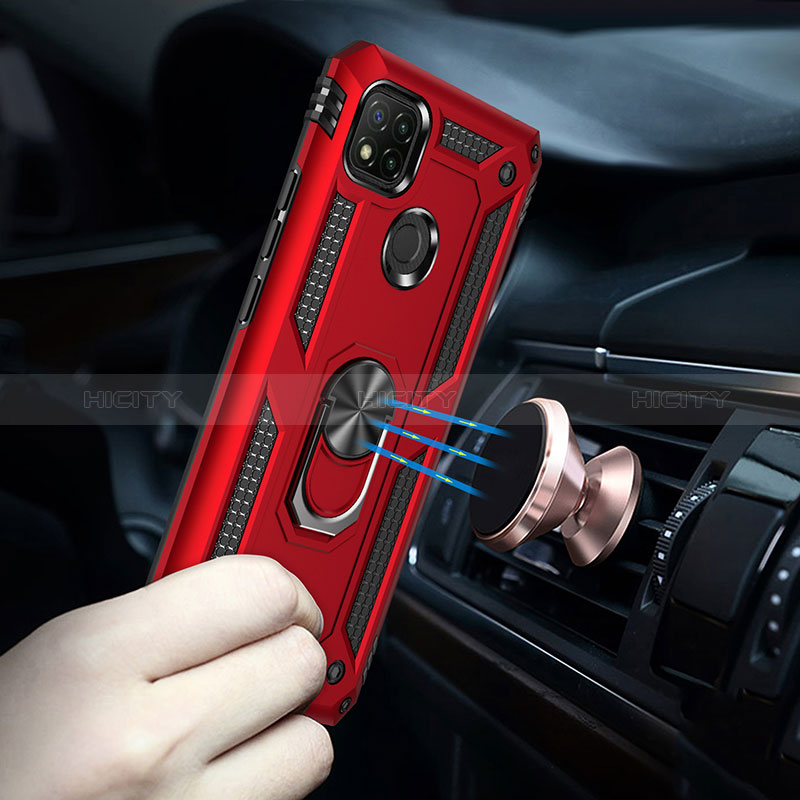 Funda Bumper Silicona y Plastico Mate Carcasa con Magnetico Anillo de dedo Soporte MQ3 para Xiaomi Redmi 9 India