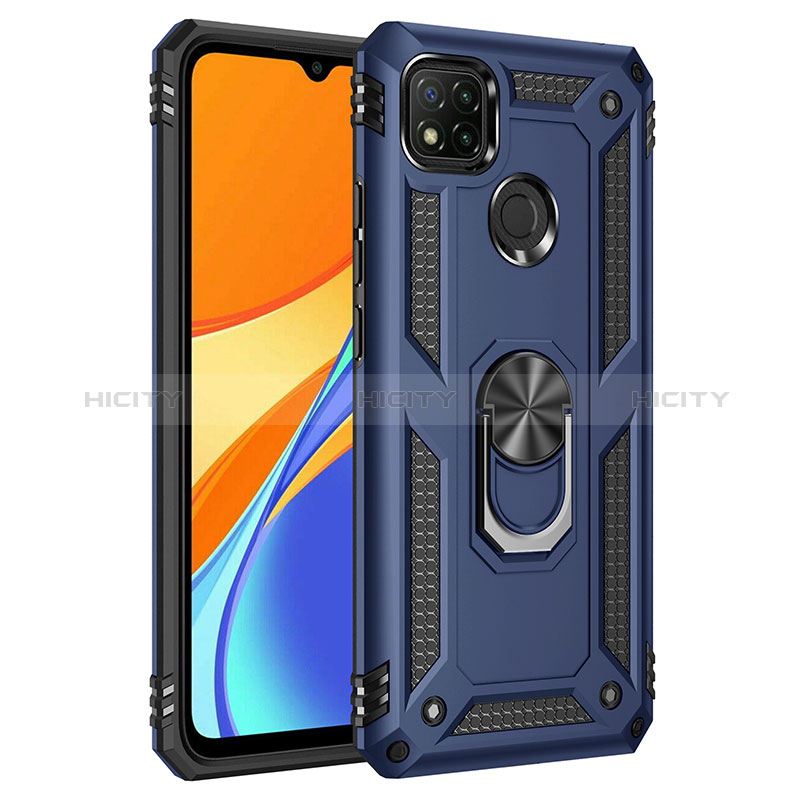 Funda Bumper Silicona y Plastico Mate Carcasa con Magnetico Anillo de dedo Soporte MQ3 para Xiaomi Redmi 9 India