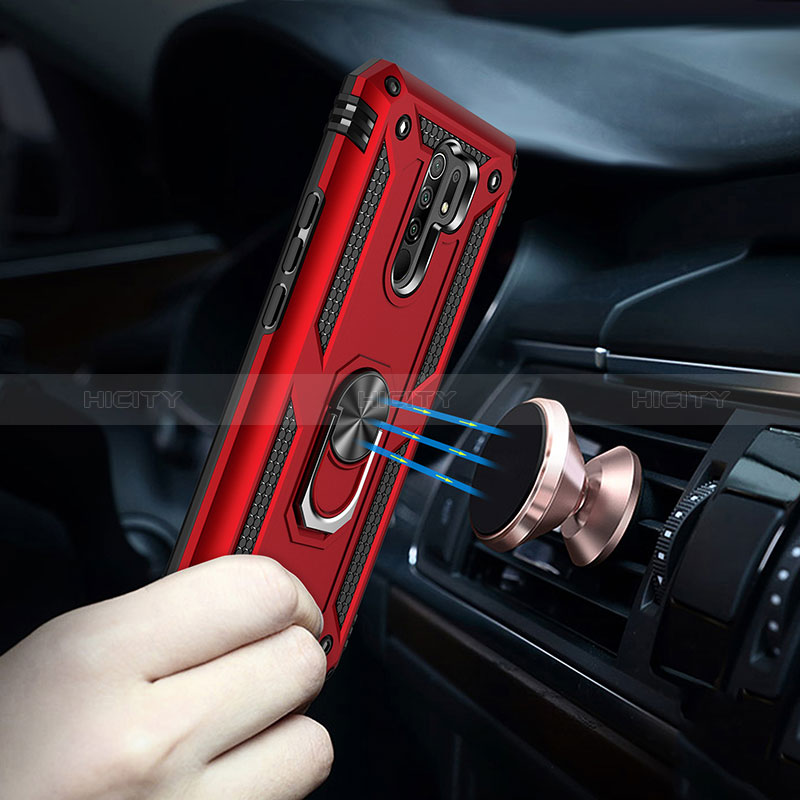 Funda Bumper Silicona y Plastico Mate Carcasa con Magnetico Anillo de dedo Soporte MQ3 para Xiaomi Redmi 9 Prime India