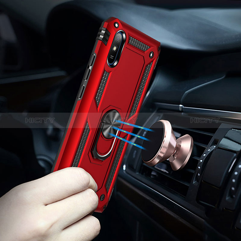 Funda Bumper Silicona y Plastico Mate Carcasa con Magnetico Anillo de dedo Soporte MQ3 para Xiaomi Redmi 9AT