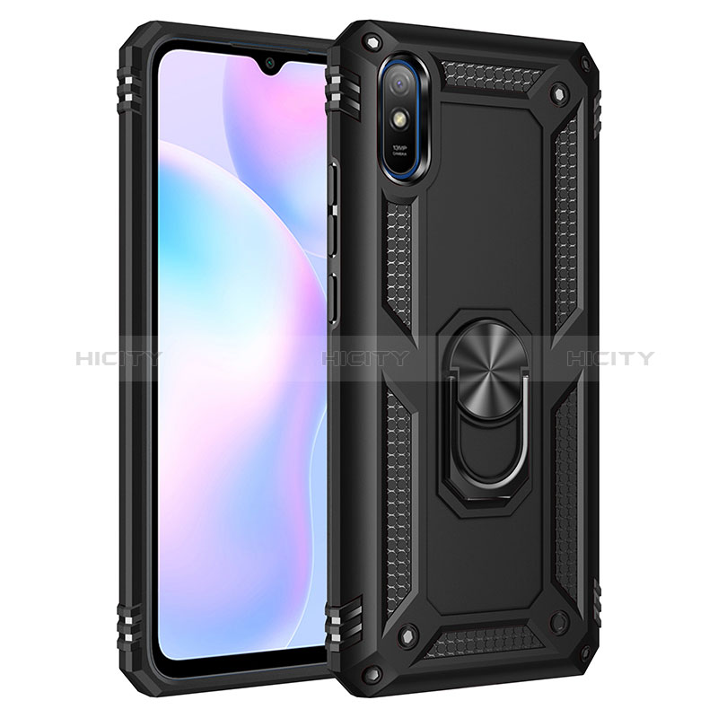 Funda Bumper Silicona y Plastico Mate Carcasa con Magnetico Anillo de dedo Soporte MQ3 para Xiaomi Redmi 9AT