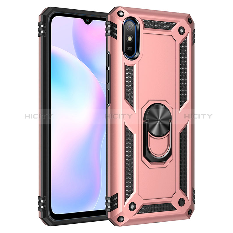 Funda Bumper Silicona y Plastico Mate Carcasa con Magnetico Anillo de dedo Soporte MQ3 para Xiaomi Redmi 9AT