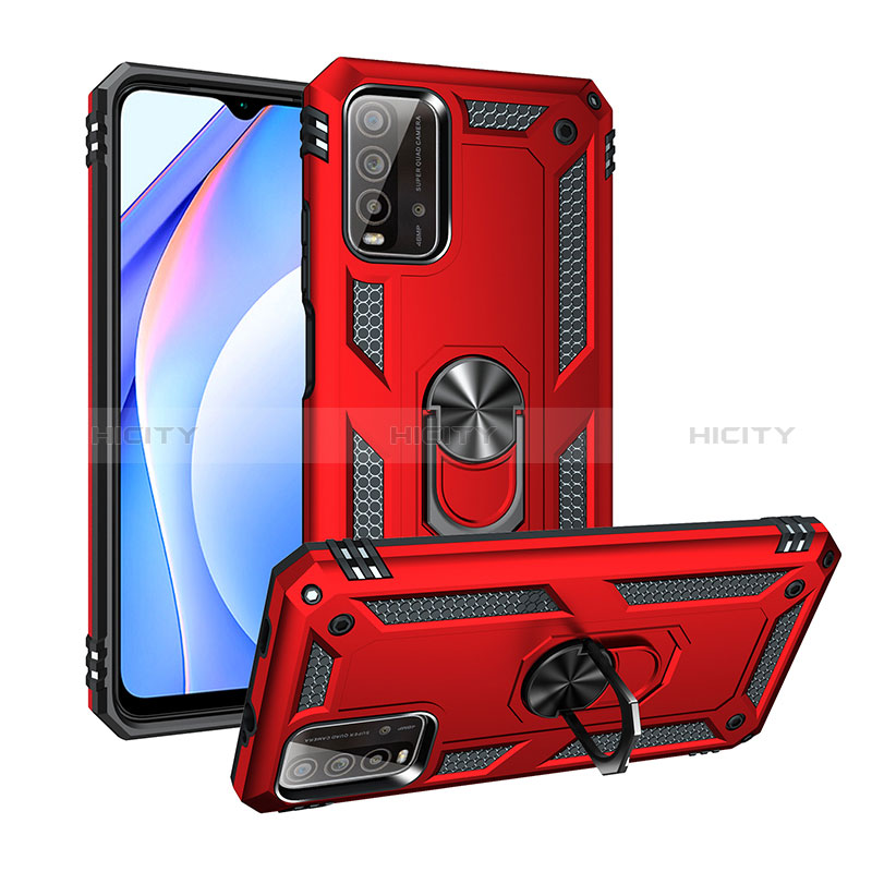 Funda Bumper Silicona y Plastico Mate Carcasa con Magnetico Anillo de dedo Soporte MQ3 para Xiaomi Redmi 9T 4G