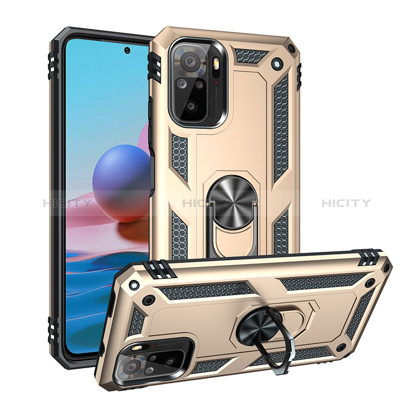 Funda Bumper Silicona y Plastico Mate Carcasa con Magnetico Anillo de dedo Soporte MQ3 para Xiaomi Redmi Note 10 4G