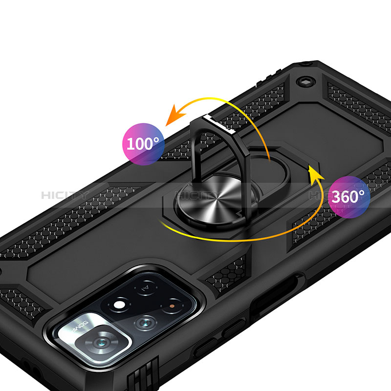 Funda Bumper Silicona y Plastico Mate Carcasa con Magnetico Anillo de dedo Soporte MQ3 para Xiaomi Redmi Note 11 5G