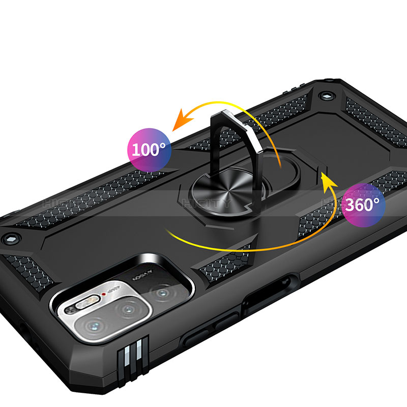 Funda Bumper Silicona y Plastico Mate Carcasa con Magnetico Anillo de dedo Soporte MQ3 para Xiaomi Redmi Note 11 SE 5G