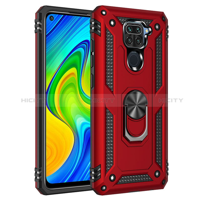 Funda Bumper Silicona y Plastico Mate Carcasa con Magnetico Anillo de dedo Soporte MQ3 para Xiaomi Redmi Note 9