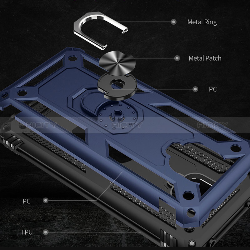 Funda Bumper Silicona y Plastico Mate Carcasa con Magnetico Anillo de dedo Soporte MQ3 para Xiaomi Redmi Note 9S
