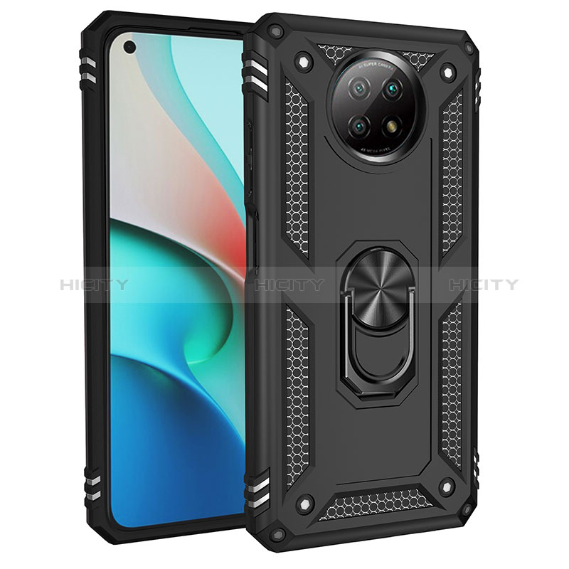 Funda Bumper Silicona y Plastico Mate Carcasa con Magnetico Anillo de dedo Soporte MQ3 para Xiaomi Redmi Note 9T 5G