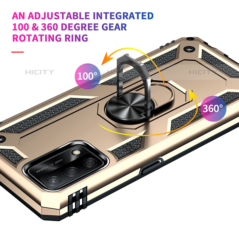Funda Bumper Silicona y Plastico Mate Carcasa con Magnetico Anillo de dedo Soporte MQ4 para Oppo A74 4G