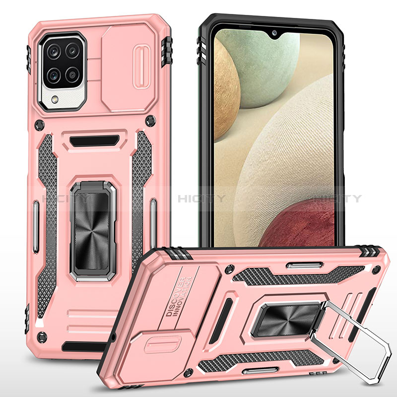 Funda Bumper Silicona y Plastico Mate Carcasa con Magnetico Anillo de dedo Soporte MQ4 para Samsung Galaxy A12 5G