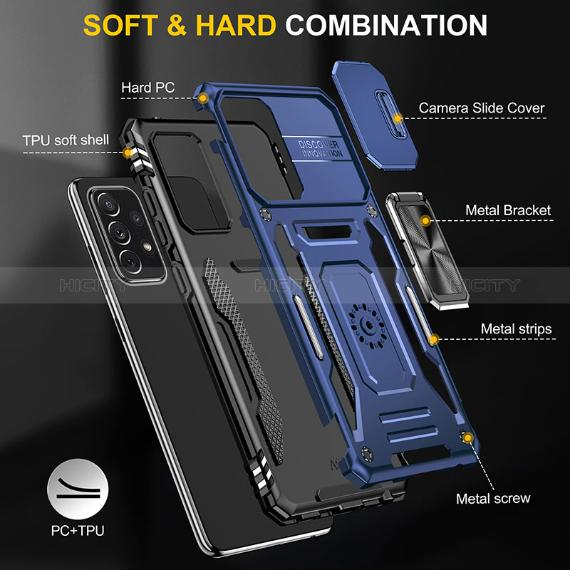 Funda Bumper Silicona y Plastico Mate Carcasa con Magnetico Anillo de dedo Soporte MQ4 para Samsung Galaxy A52s 5G