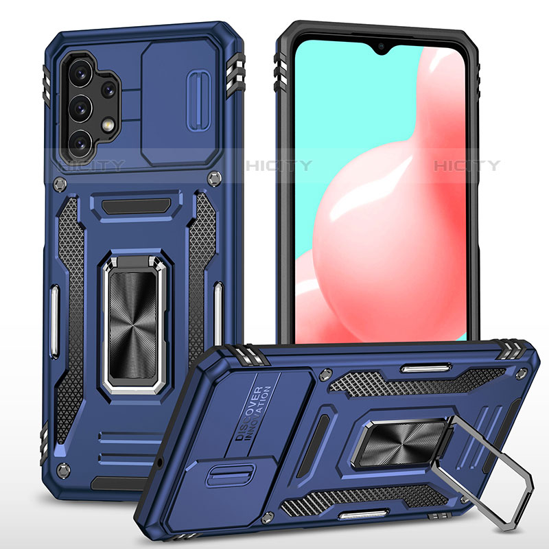 Funda Bumper Silicona y Plastico Mate Carcasa con Magnetico Anillo de dedo Soporte MQ4 para Samsung Galaxy M32 5G