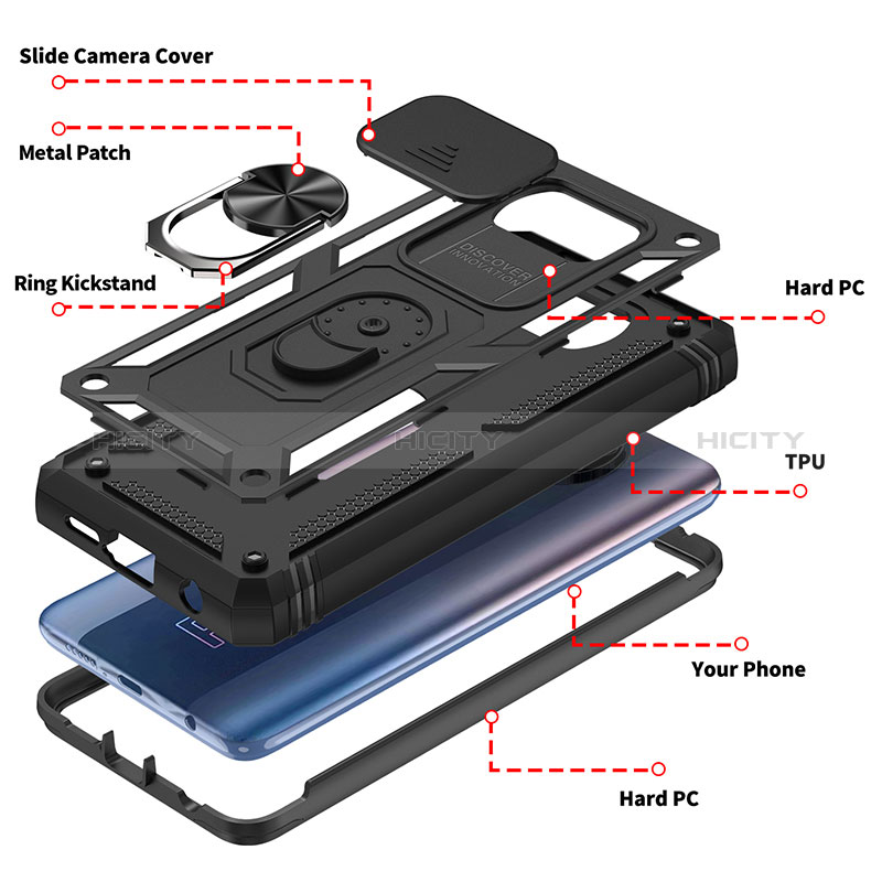 Funda Bumper Silicona y Plastico Mate Carcasa con Magnetico Anillo de dedo Soporte MQ4 para Xiaomi Poco X3 NFC