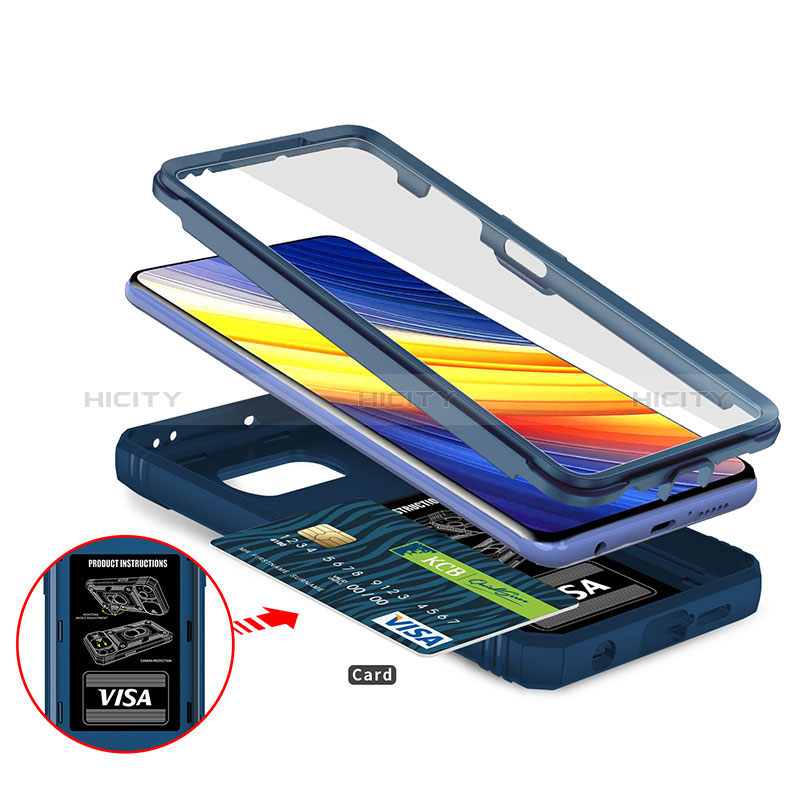 Funda Bumper Silicona y Plastico Mate Carcasa con Magnetico Anillo de dedo Soporte MQ4 para Xiaomi Poco X3 NFC