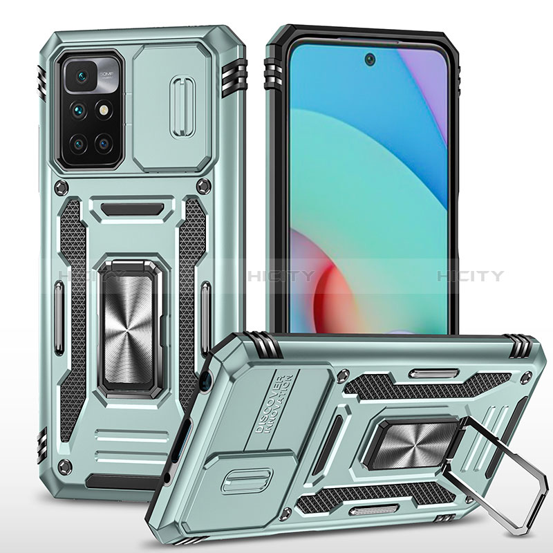 Funda Bumper Silicona y Plastico Mate Carcasa con Magnetico Anillo de dedo Soporte MQ4 para Xiaomi Redmi 10 4G