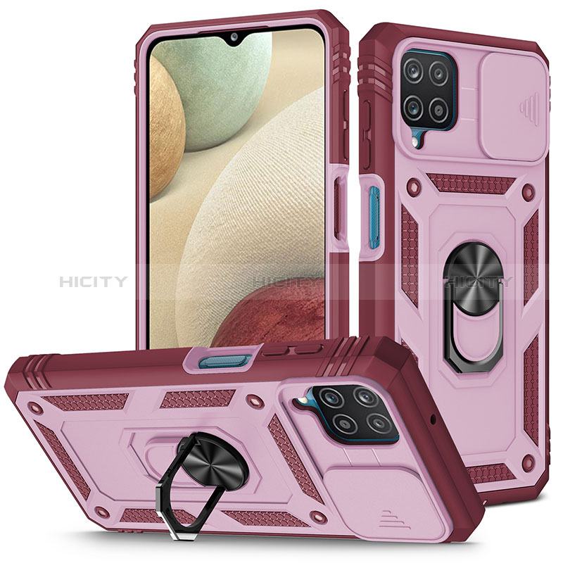 Funda Bumper Silicona y Plastico Mate Carcasa con Magnetico Anillo de dedo Soporte MQ5 para Samsung Galaxy A12 5G