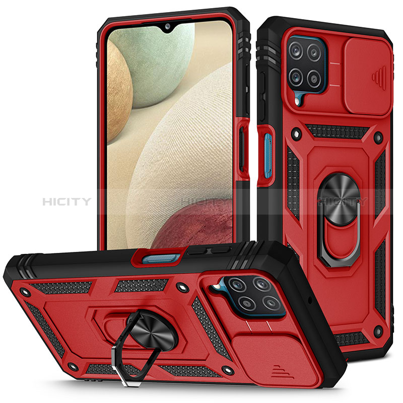 Funda Bumper Silicona y Plastico Mate Carcasa con Magnetico Anillo de dedo Soporte MQ5 para Samsung Galaxy A12 Nacho