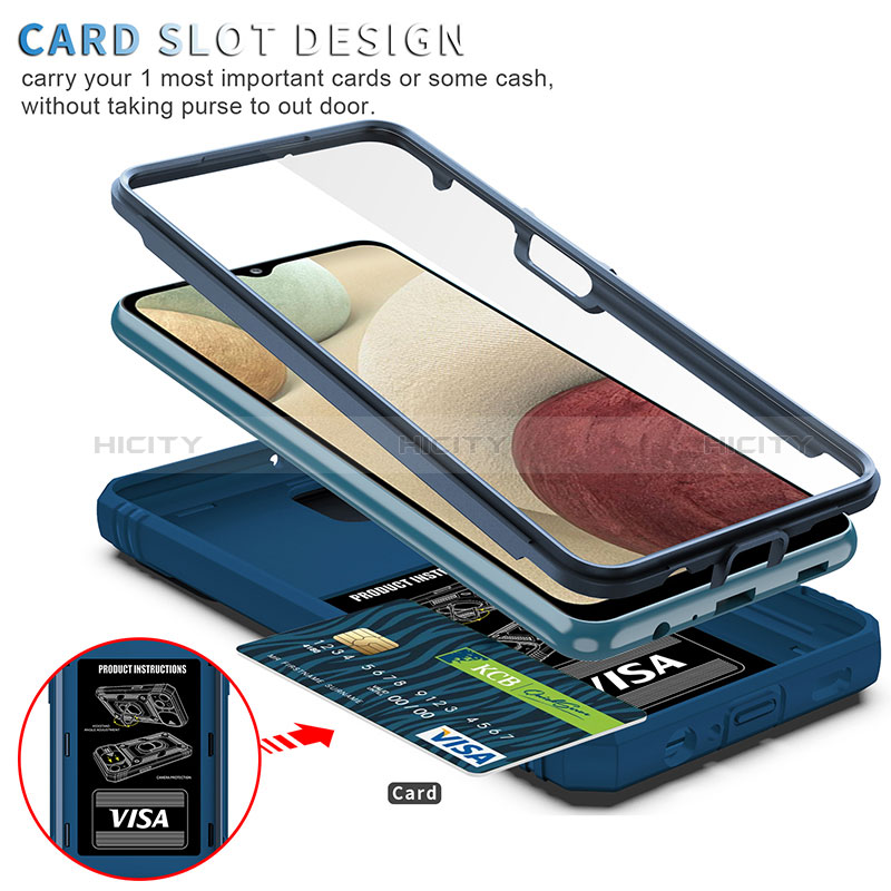 Funda Bumper Silicona y Plastico Mate Carcasa con Magnetico Anillo de dedo Soporte MQ5 para Samsung Galaxy F12