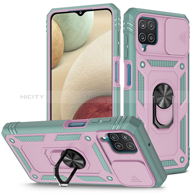 Funda Bumper Silicona y Plastico Mate Carcasa con Magnetico Anillo de dedo Soporte MQ5 para Samsung Galaxy F12