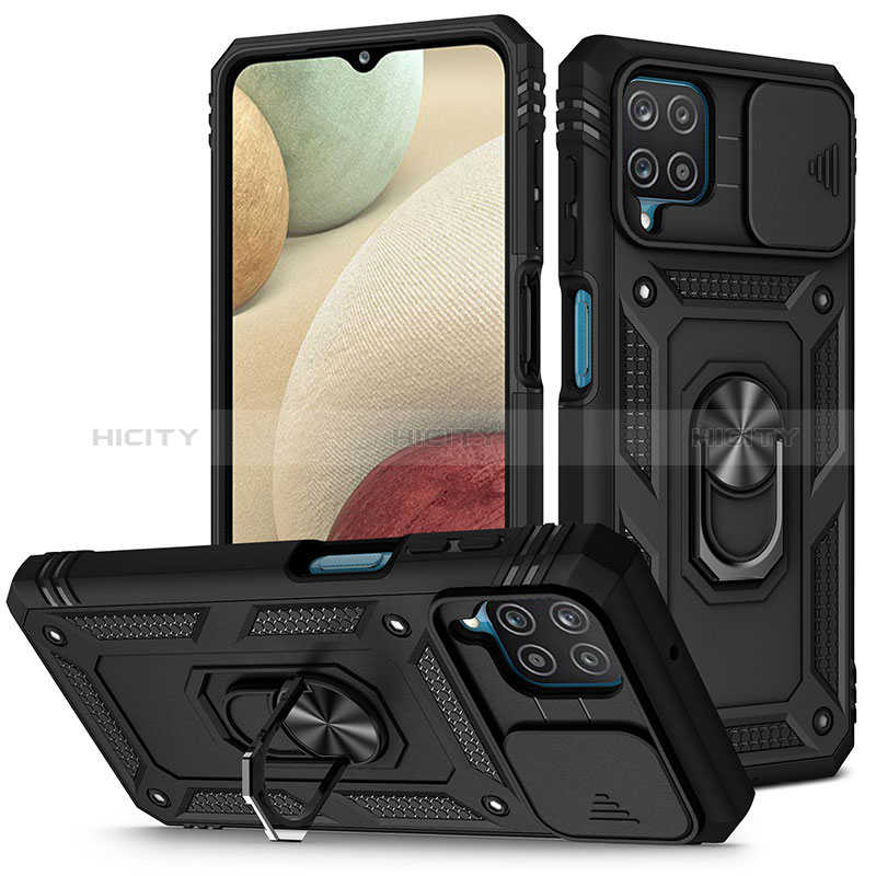 Funda Bumper Silicona y Plastico Mate Carcasa con Magnetico Anillo de dedo Soporte MQ5 para Samsung Galaxy F12