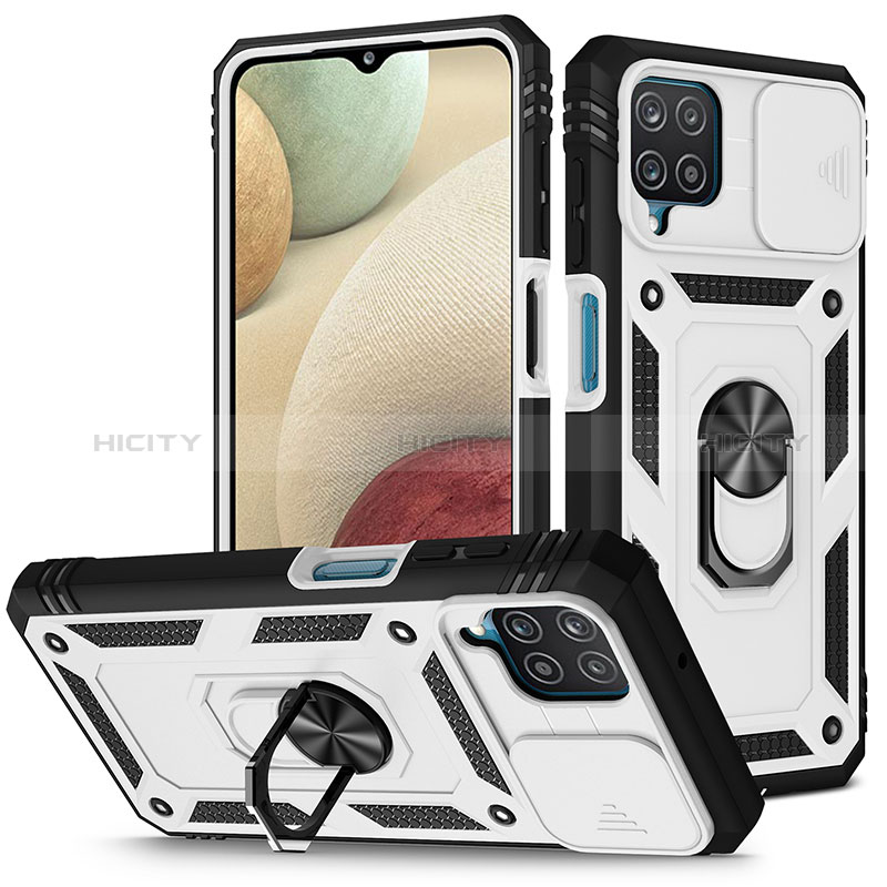 Funda Bumper Silicona y Plastico Mate Carcasa con Magnetico Anillo de dedo Soporte MQ5 para Samsung Galaxy F12