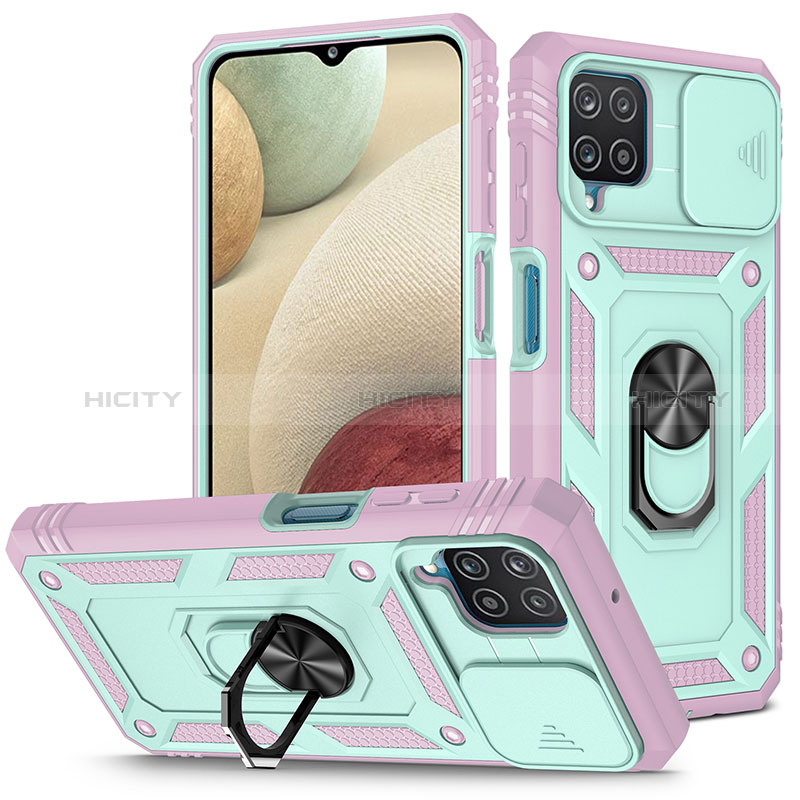 Funda Bumper Silicona y Plastico Mate Carcasa con Magnetico Anillo de dedo Soporte MQ5 para Samsung Galaxy F12