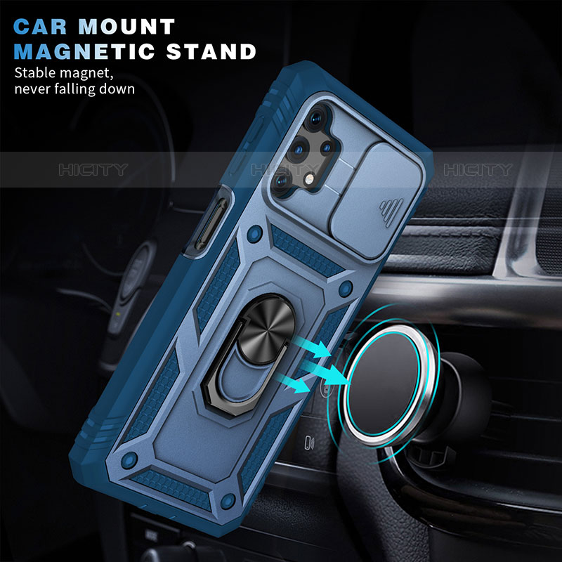 Funda Bumper Silicona y Plastico Mate Carcasa con Magnetico Anillo de dedo Soporte MQ5 para Samsung Galaxy M32 5G