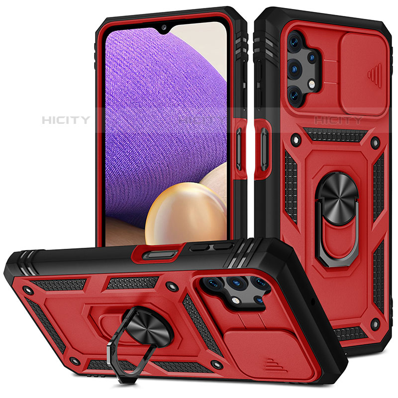 Funda Bumper Silicona y Plastico Mate Carcasa con Magnetico Anillo de dedo Soporte MQ5 para Samsung Galaxy M32 5G