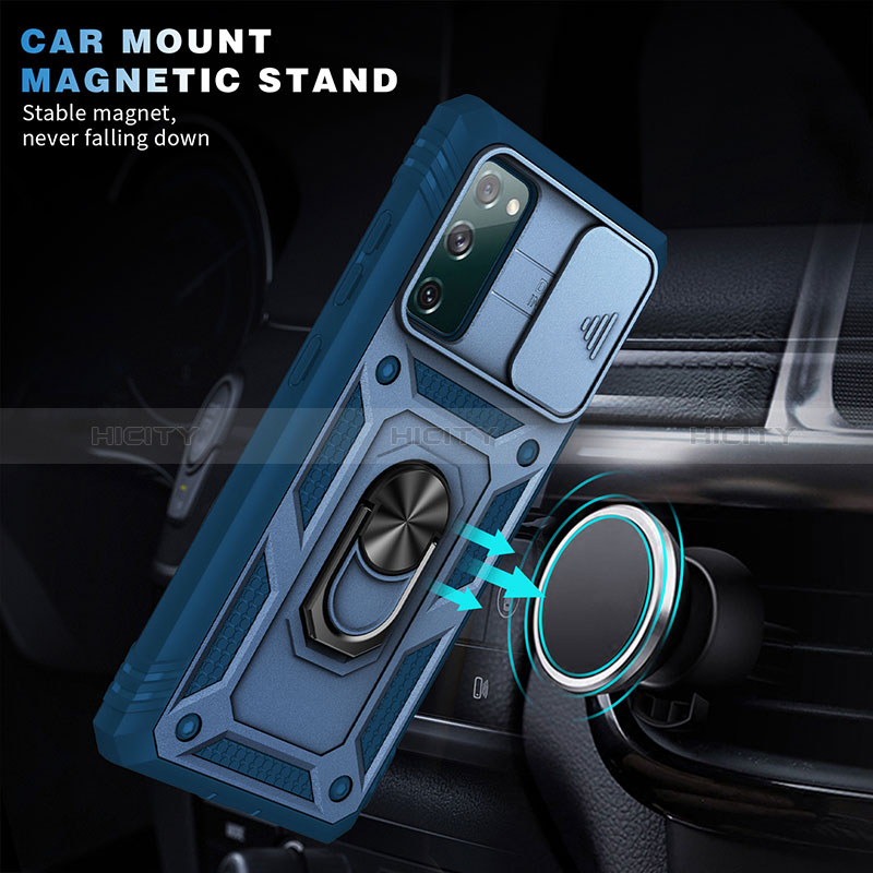 Funda Bumper Silicona y Plastico Mate Carcasa con Magnetico Anillo de dedo Soporte MQ5 para Samsung Galaxy S20 FE (2022) 5G