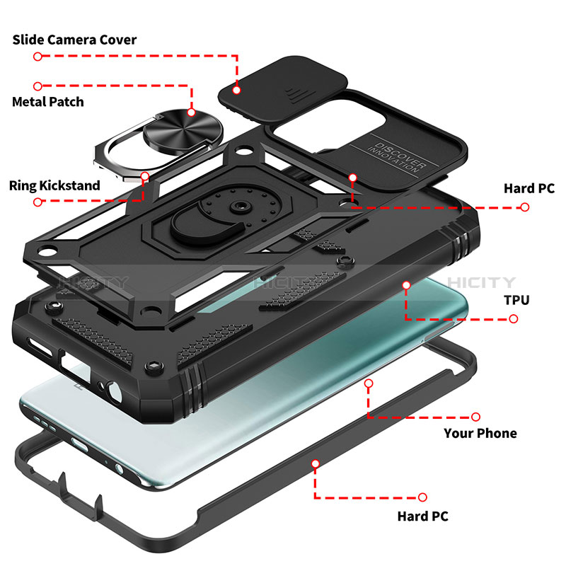Funda Bumper Silicona y Plastico Mate Carcasa con Magnetico Anillo de dedo Soporte MQ5 para Xiaomi Poco M5S