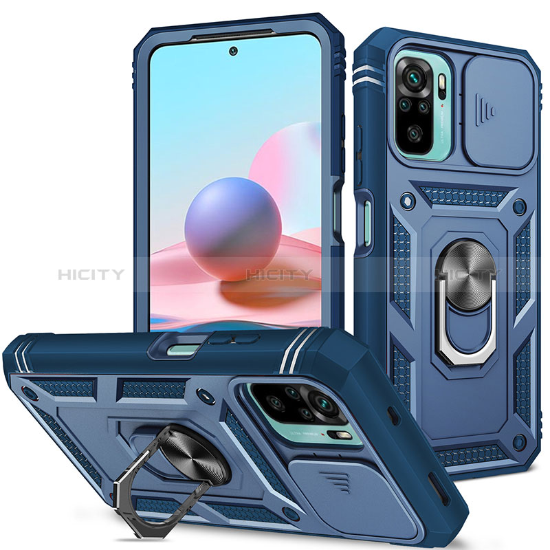 Funda Bumper Silicona y Plastico Mate Carcasa con Magnetico Anillo de dedo Soporte MQ5 para Xiaomi Poco M5S