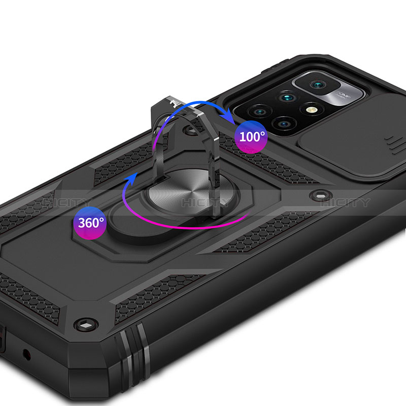 Funda Bumper Silicona y Plastico Mate Carcasa con Magnetico Anillo de dedo Soporte MQ5 para Xiaomi Redmi 10 4G