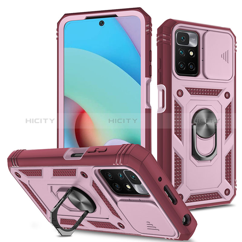 Funda Bumper Silicona y Plastico Mate Carcasa con Magnetico Anillo de dedo Soporte MQ5 para Xiaomi Redmi 10 4G