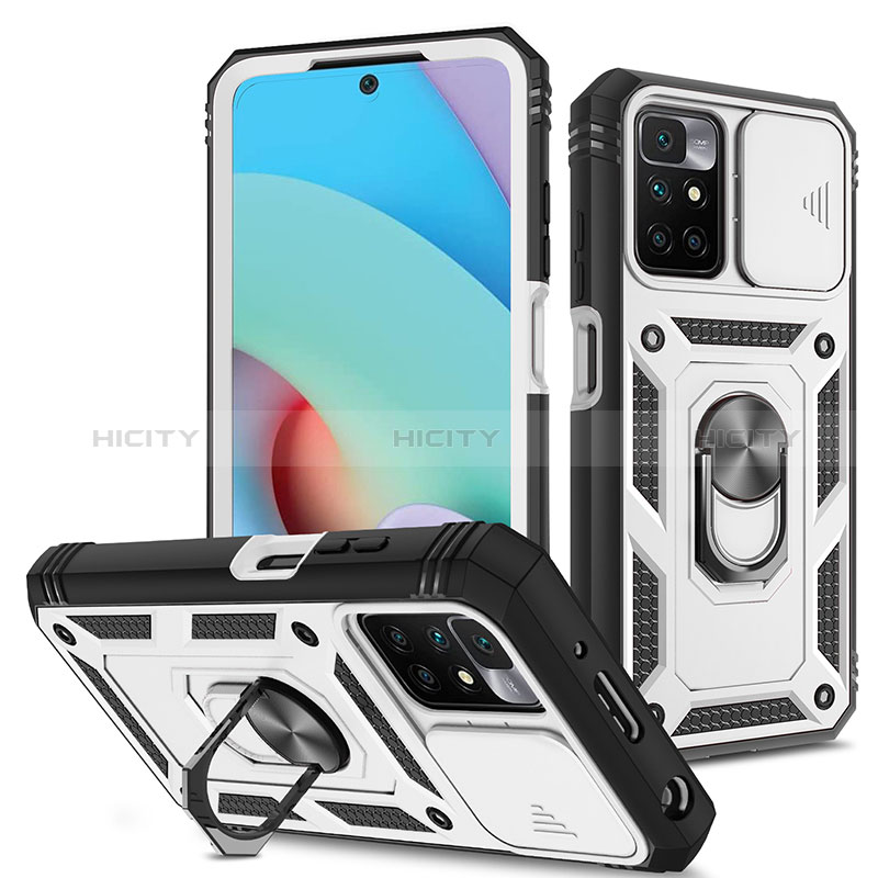 Funda Bumper Silicona y Plastico Mate Carcasa con Magnetico Anillo de dedo Soporte MQ5 para Xiaomi Redmi 10 4G