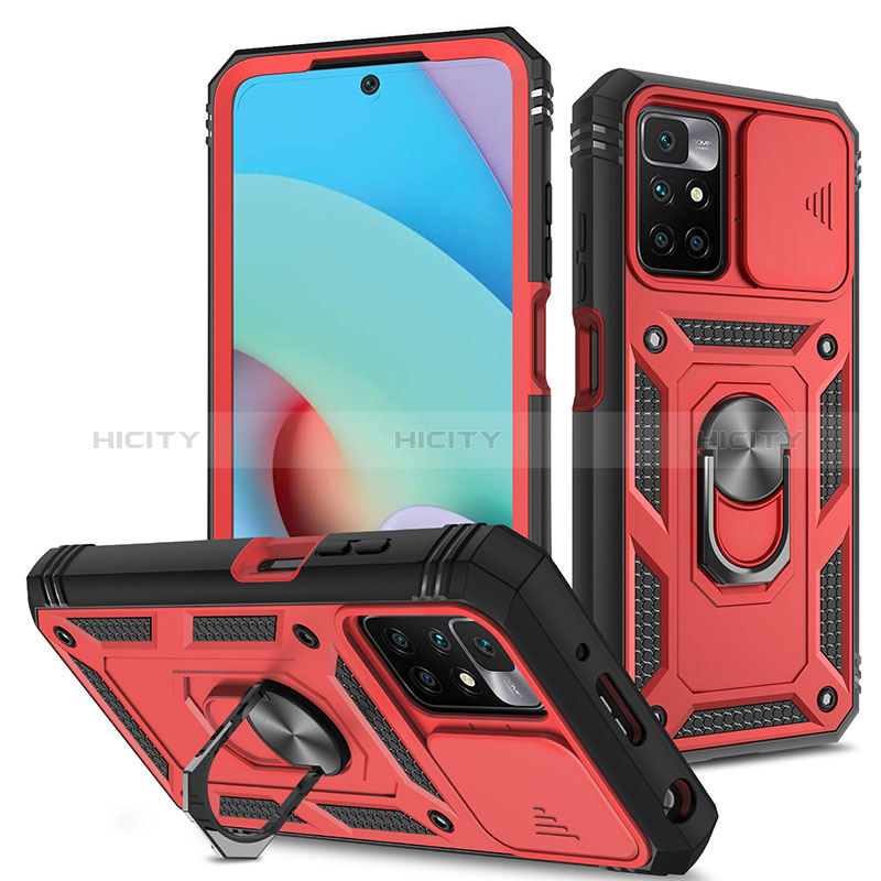 Funda Bumper Silicona y Plastico Mate Carcasa con Magnetico Anillo de dedo Soporte MQ5 para Xiaomi Redmi 10 4G