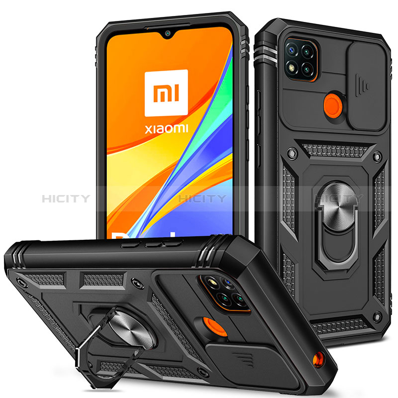 Funda Bumper Silicona y Plastico Mate Carcasa con Magnetico Anillo de dedo Soporte MQ5 para Xiaomi Redmi 9 India