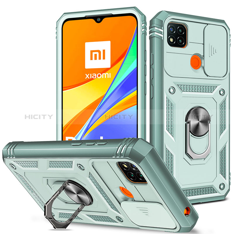 Funda Bumper Silicona y Plastico Mate Carcasa con Magnetico Anillo de dedo Soporte MQ5 para Xiaomi Redmi 9 India