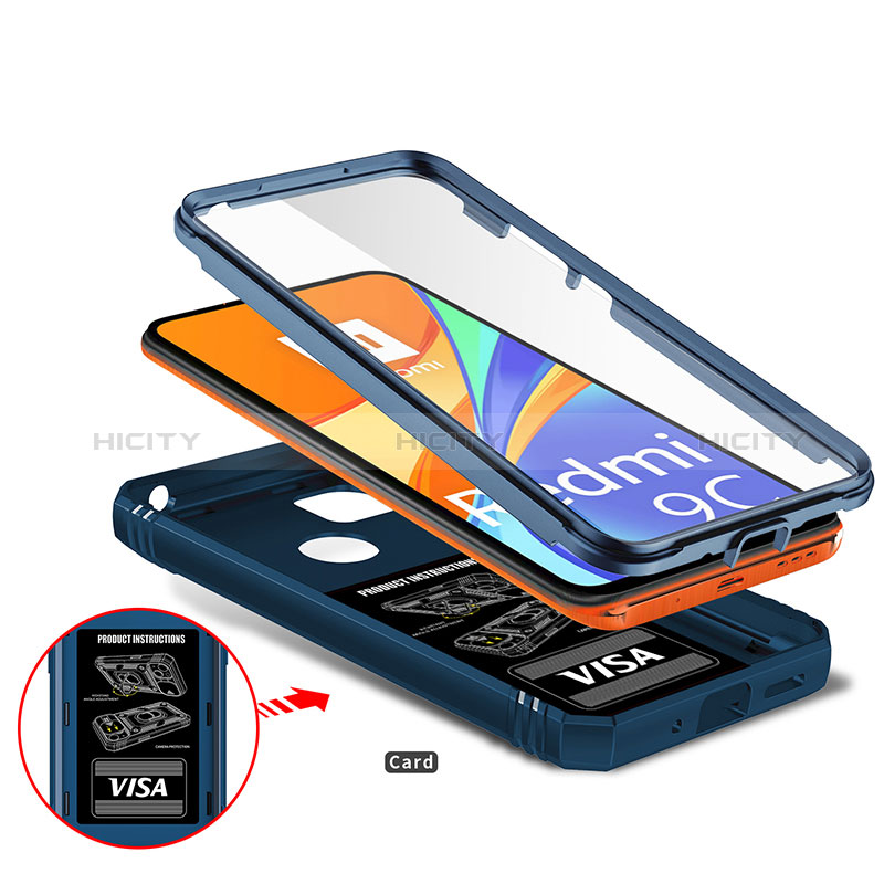 Funda Bumper Silicona y Plastico Mate Carcasa con Magnetico Anillo de dedo Soporte MQ5 para Xiaomi Redmi 9C